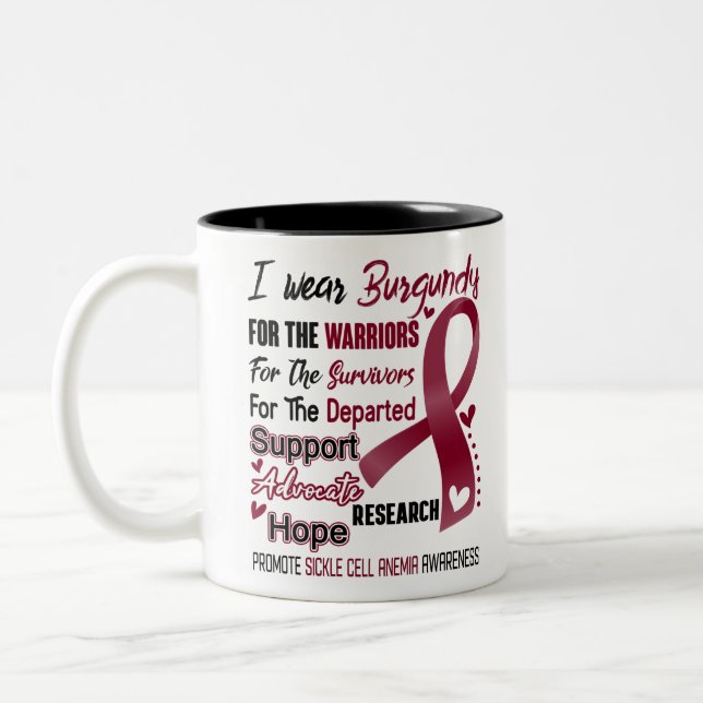 Sickle Cell Anemia Awareness Month Ribbon Gifts Two-Tone Coffee Mug (Left)