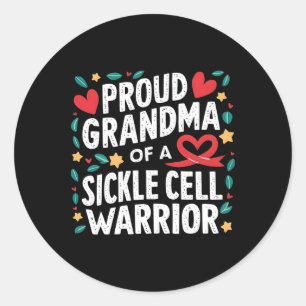 Sickle Cell Anemia Awareness Proud Grandma Warrior Classic Round Sticker