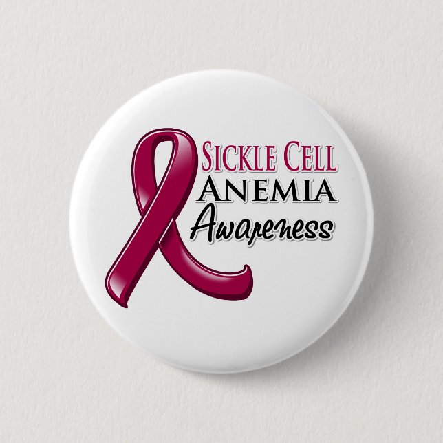 Sickle Cell Anemia Awareness Ribbon 2 Inch Round Button (Front)