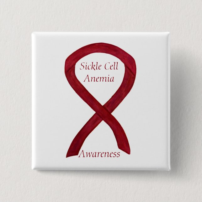 Sickle Cell Anemia Awareness Ribbon Custom Buttons (Front)