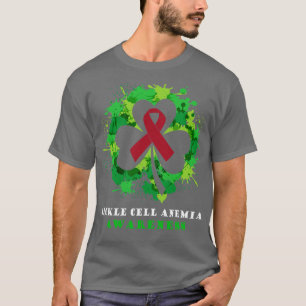 Sickle Cell Anemia Awareness Ribbon Shamrock Saint T-Shirt