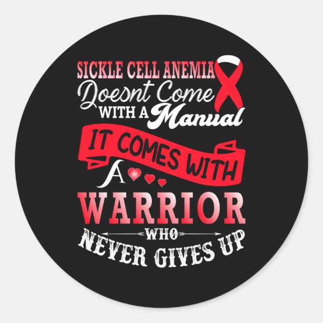 Sickle Cell Anemia Awareness Support Warrior Red R Classic Round Sticker (Front)