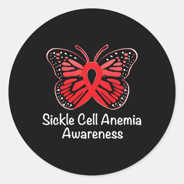 Sickle Cell Anemia Awareness Warrior Support Red R Classic Round Sticker (Front)