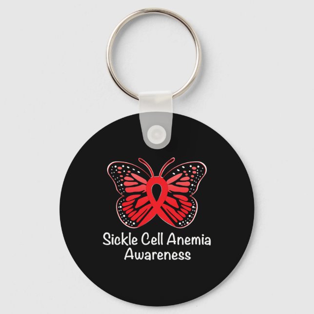 Sickle Cell Anemia Awareness Warrior Support Red R Keychain (Front)