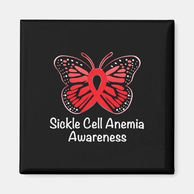 Sickle Cell Anemia Awareness Warrior Support Red R Magnet (Front)