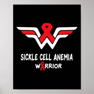 Sickle Cell Anemia Awareness Warrior Support Red R Poster