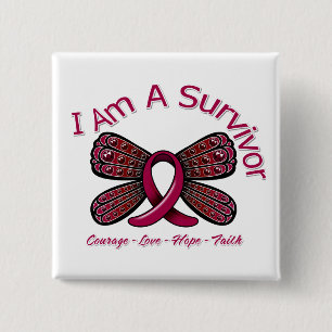 Sickle Cell Anemia Butterfly I Am A Survivor 2 Inch Square Button