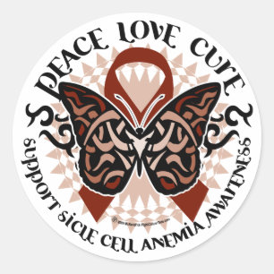 Sickle Cell Anemia Butterfly Tribal Classic Round Sticker