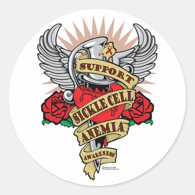 Sickle Cell Anemia Dagger Classic Round Sticker (Front)