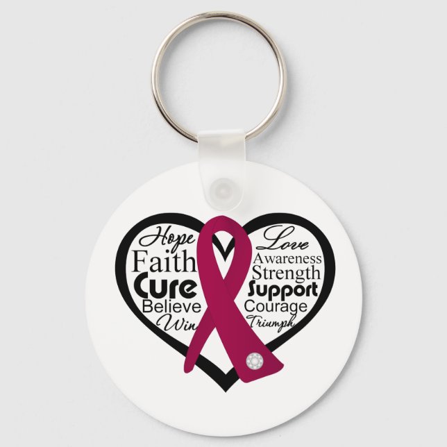 Sickle Cell Anemia Heart Ribbon Keychain (Front)