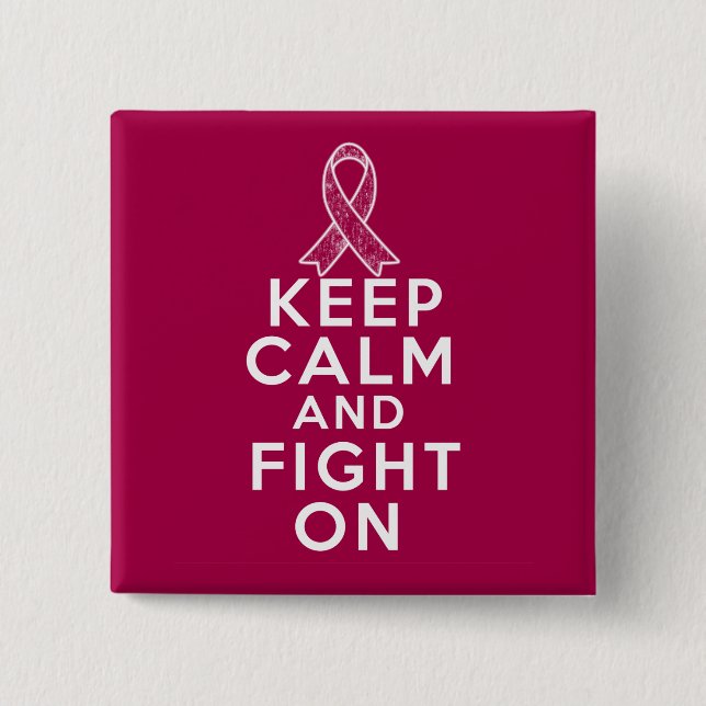 Sickle Cell Anemia Keep Calm and Fight On 2 Inch Square Button (Front)