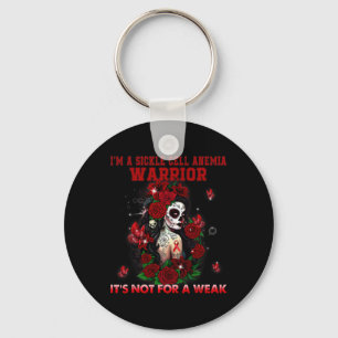 Sickle Cell Anemia Sugar Skull Butterfly Awareness Keychain