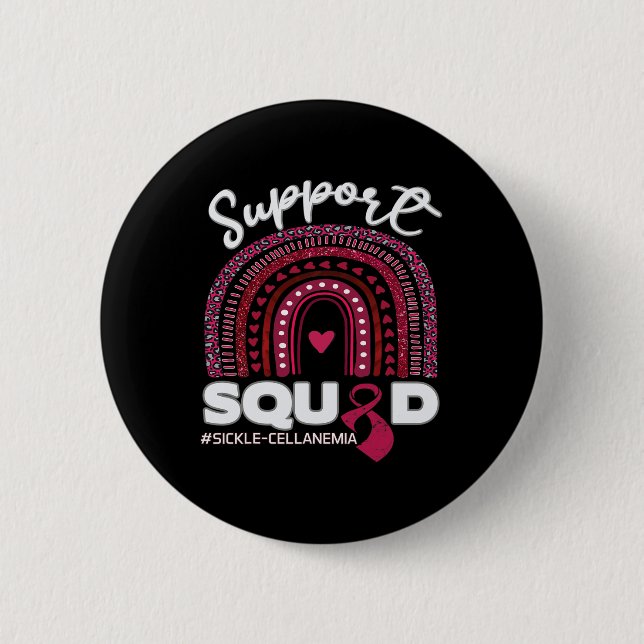 Sickle-cell Anemia Support Squad Burgundy Ribbon  2 Inch Round Button (Front)