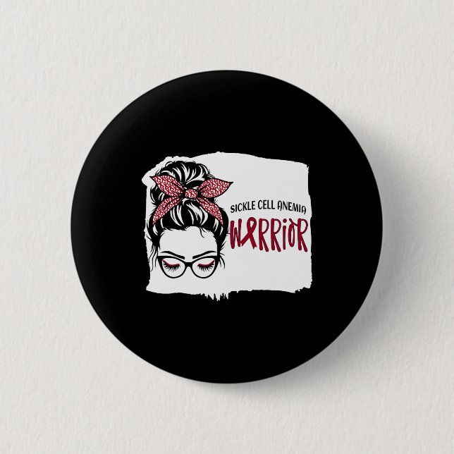 Sickle Cell Anemia Warrior Awareness Support Messy 2 Inch Round Button (Front)