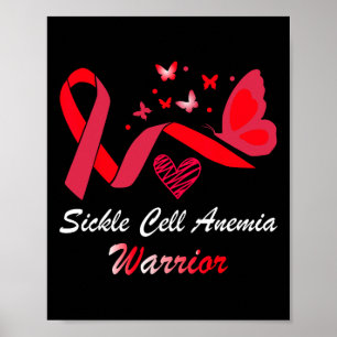 Sickle Cell Anemia Warrior Butterfly Support Red R Poster