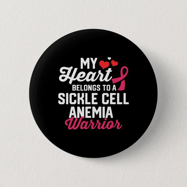 Sickle Cell Anemia Warrior Survivor Support Awaren 2 Inch Round Button (Front)