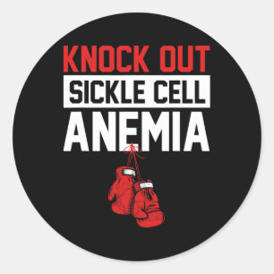 Sickle Cell Awareness Anemia Support Knock Out Classic Round Sticker