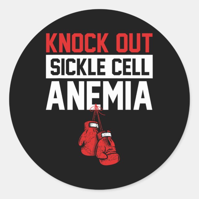 Sickle Cell Awareness Anemia Support Knock Out  Classic Round Sticker (Front)