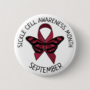 Sickle Cell Awareness Burgundy Ribbon 2 Inch Round Button