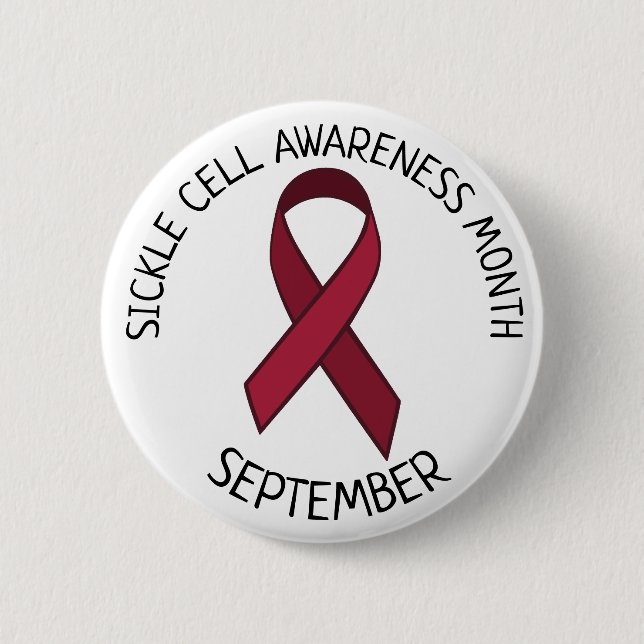 Sickle Cell Awareness Burgundy Ribbon 2 Inch Round Button (Front)