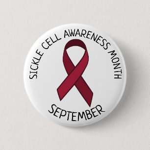 Sickle Cell Awareness Burgundy Ribbon 2 Inch Round Button