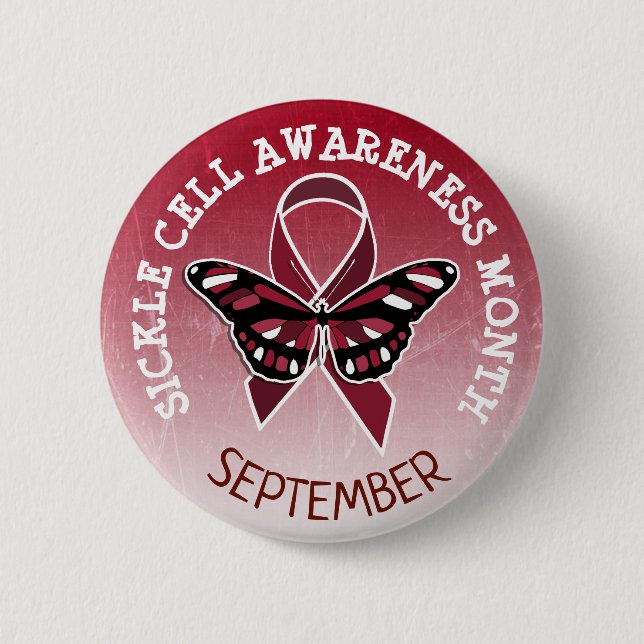 Sickle Cell Awareness Burgundy Ribbon 2 Inch Round Button (Front)