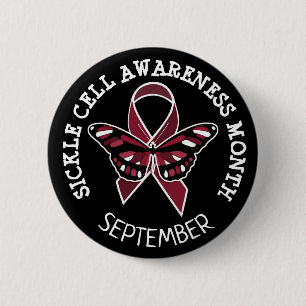 Sickle Cell Awareness Burgundy Ribbon 2 Inch Round Button