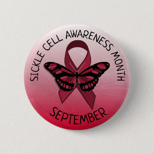 Sickle Cell Awareness Burgundy Ribbon 2 Inch Round Button