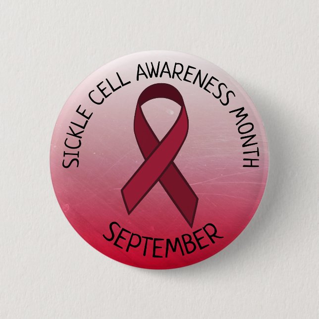 Sickle Cell Awareness Burgundy Ribbon 2 Inch Round Button (Front)