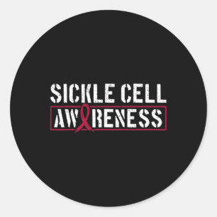 Sickle Cell Awareness Burgundy Ribbon  Classic Round Sticker
