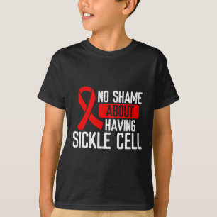 Sickle Cell Awareness Burgundy Ribbon No Shame Fam T-Shirt