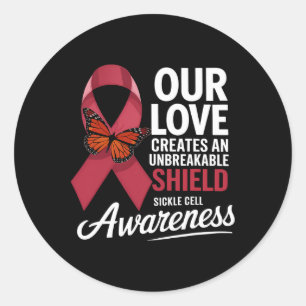 Sickle Cell Awareness Burgundy Ribbon Unbreakable  Classic Round Sticker