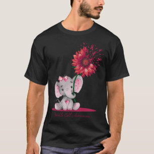 Sickle Cell Awareness Cute Elephant Sunflower Burg T-Shirt