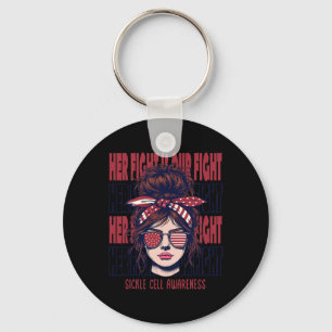 Sickle Cell Awareness Her Fight Is My Fight Burgun Keychain