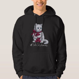 Sickle Cell Awareness Month Burgundy Ribbon Cat Hoodie