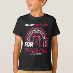 Sickle Cell Awareness Month Burgundy Ribbon Rainbo T-Shirt