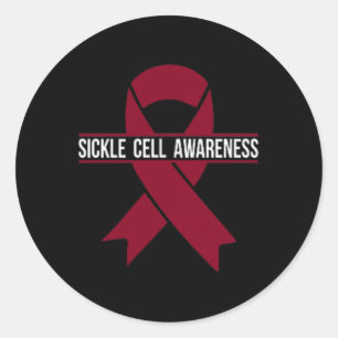 Sickle Cell Awareness Month Small Burgundy Ribbon Classic Round Sticker