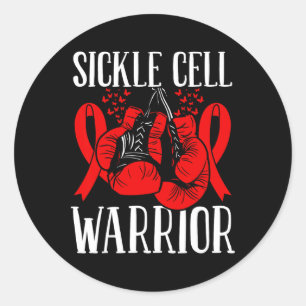 Sickle Cell Awareness Month Warrior Ribbon Boxing  Classic Round Sticker