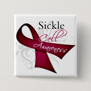 Sickle Cell Awareness Ribbon 2 Inch Square Button