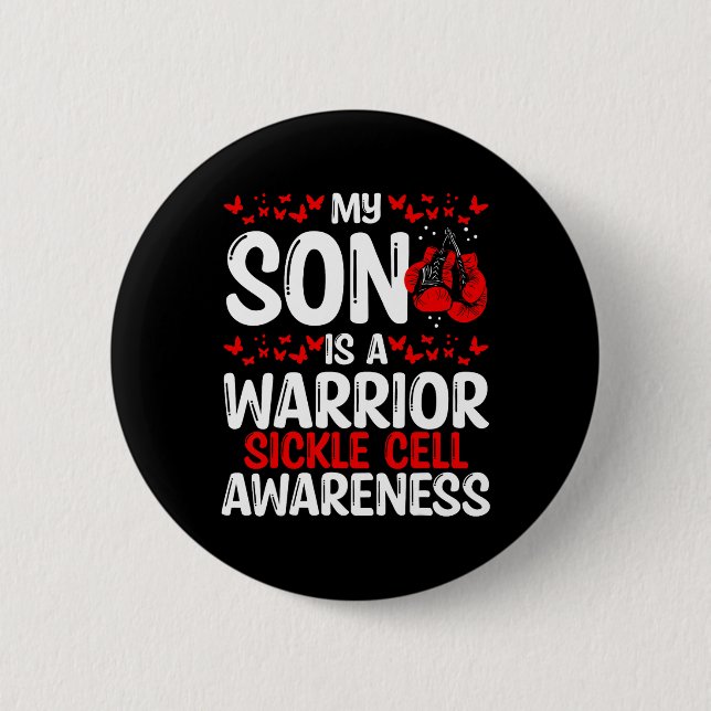 Sickle Cell Awareness Ribbon Survivor My Son Is A  2 Inch Round Button (Front)