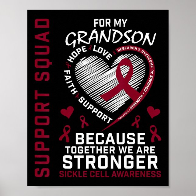 Sickle Cell Awareness Shirt Grandson Support Group Poster (Front)