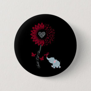 Sickle Cell Awareness Sunflower Elephant Butterfly 2 Inch Round Button