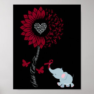 Sickle Cell Awareness Sunflower Elephant Butterfly Poster