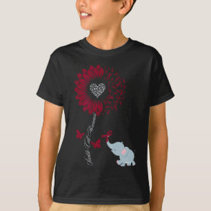 Sickle Cell Awareness Sunflower Elephant Butterfly T-Shirt