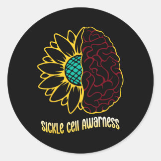 Sickle Cell Awareness Sunflower Green Ribbon Famil Classic Round Sticker
