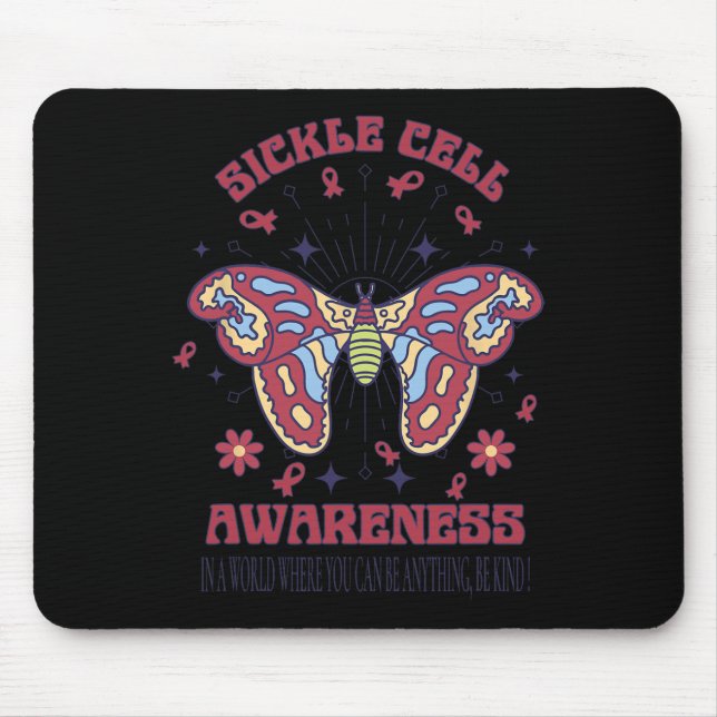 Sickle Cell Awareness Warrior Butterfly Be Kind  Mouse Pad (Front)