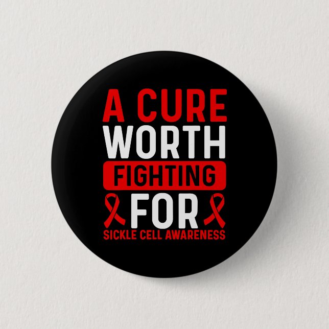 Sickle Cell Disease Awareness Ribbon Cure Warrior  2 Inch Round Button (Front)