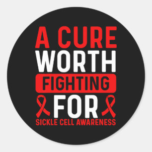 Sickle Cell Disease Awareness Ribbon Cure Warrior Classic Round Sticker