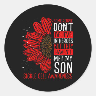Sickle Cell Disease Awareness Ribbon Son Survivor  Classic Round Sticker