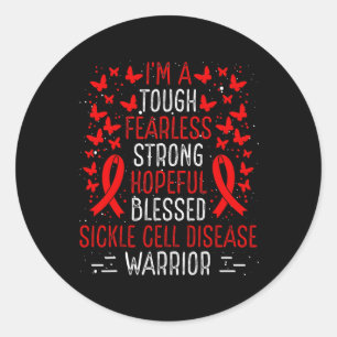 Sickle Cell Disease Awareness Ribbon Warrior Survi Classic Round Sticker